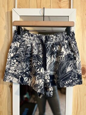 Old Navy Tropical Print Cotton Shorts Pockets Drawstring